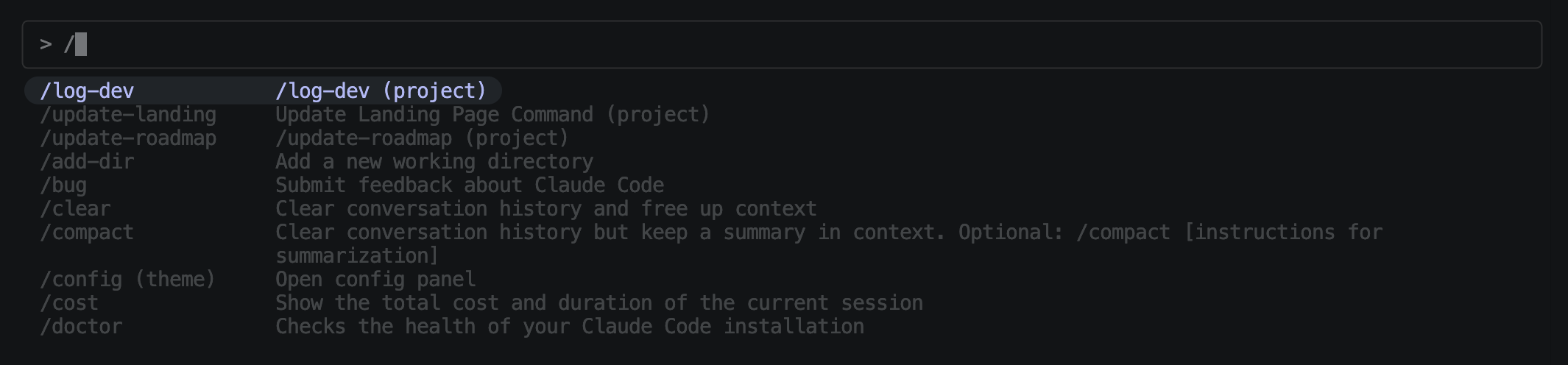 Claude Code Slash Command Interface